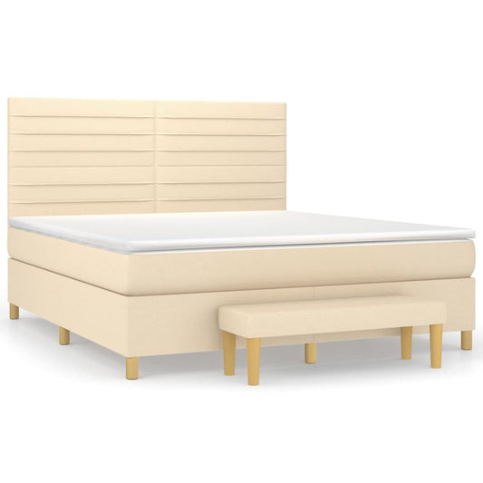 vidaXL Κρεβάτι Boxspring με Στρώμα Κρεμ 180x200 εκ. Υφασμάτινο