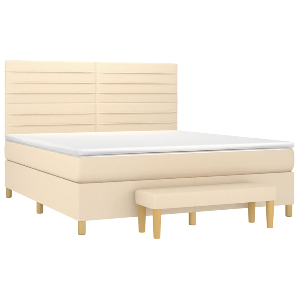 vidaXL Κρεβάτι Boxspring με Στρώμα Κρεμ 180x200 εκ. Υφασμάτινο