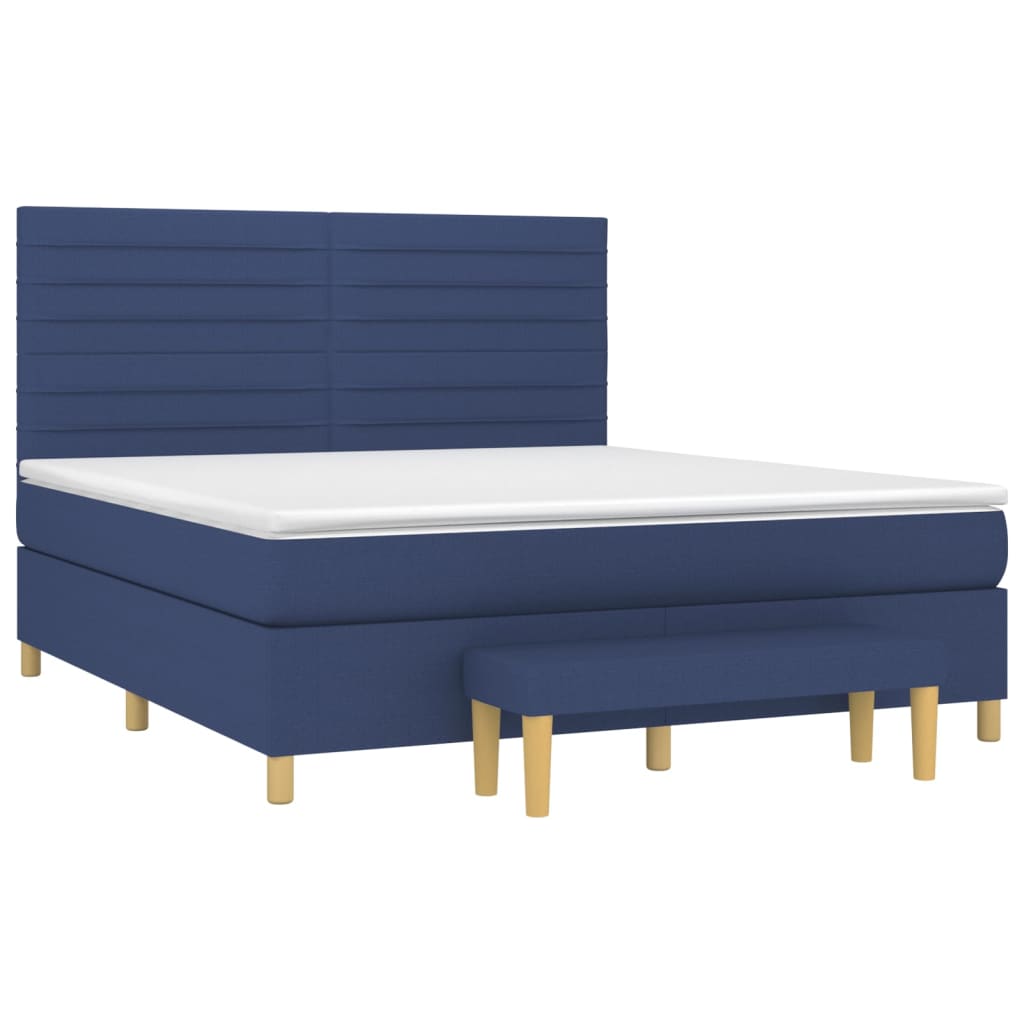 vidaXL Κρεβάτι Boxspring με Στρώμα Μπλε 180x200 εκ. Υφασμάτινο