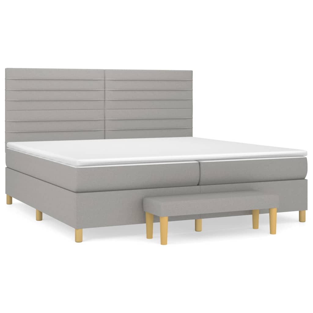 vidaXL Κρεβάτι Boxspring με Στρώμα Ανοιχτό Γκρι 200x200 εκ. Υφασμάτινο