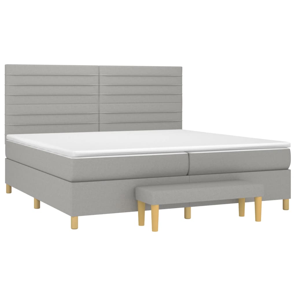vidaXL Κρεβάτι Boxspring με Στρώμα Ανοιχτό Γκρι 200x200 εκ. Υφασμάτινο