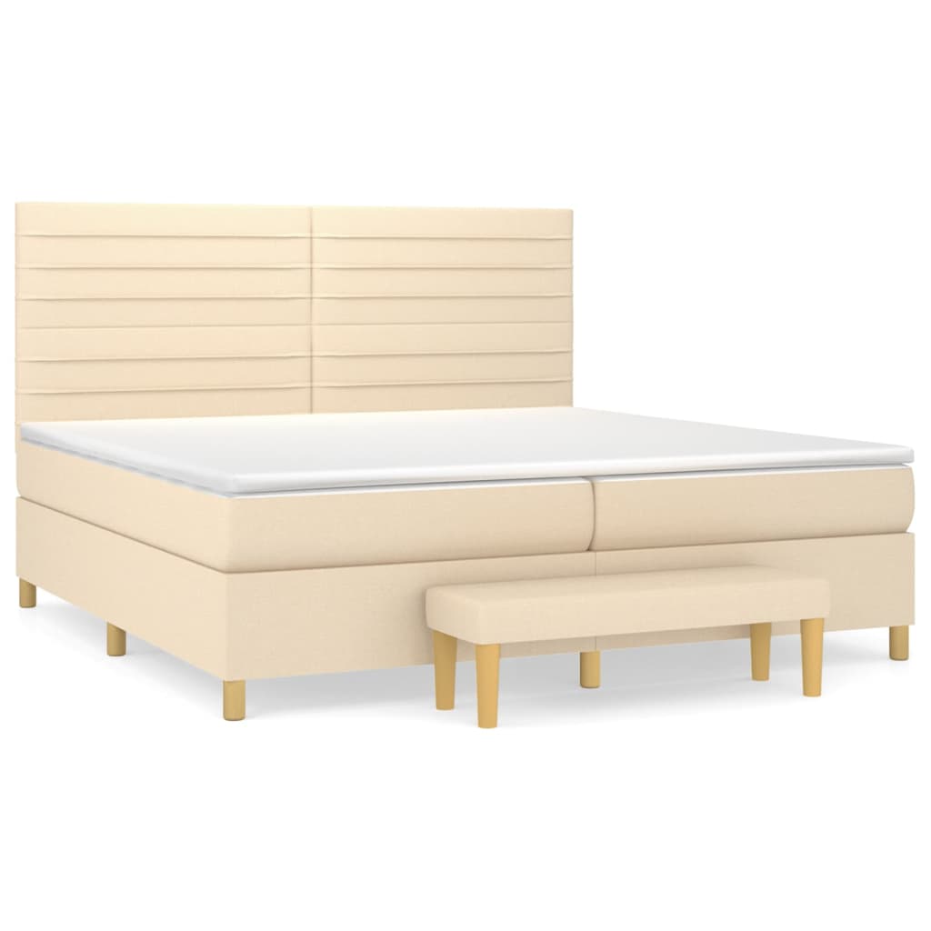 vidaXL Κρεβάτι Boxspring με Στρώμα Κρεμ 200x200 εκ. Υφασμάτινο