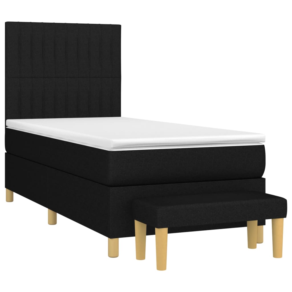 vidaXL Κρεβάτι Boxspring με Στρώμα Μαύρο 80 x 200 εκ. Υφασμάτινο