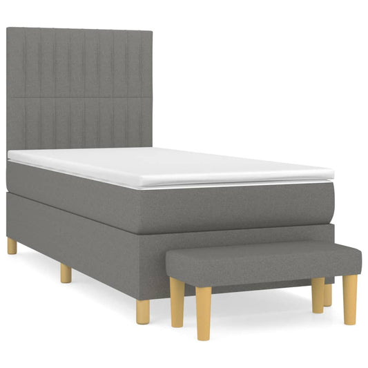 vidaXL Κρεβάτι Boxspring με Στρώμα Σκούρο Γκρι 100x200 εκ. Υφασμάτινο