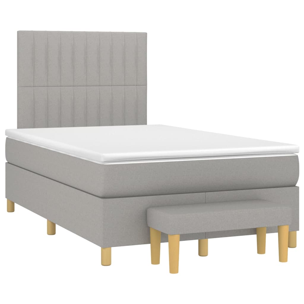 vidaXL Κρεβάτι Boxspring με Στρώμα Ανοιχτό Γκρι 120x200 εκ. Υφασμάτινο