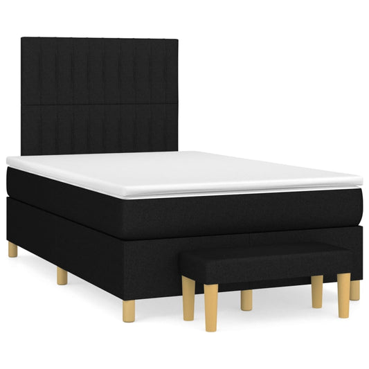 vidaXL Κρεβάτι Boxspring με Στρώμα Μαύρο 120x200 εκ. Υφασμάτινο