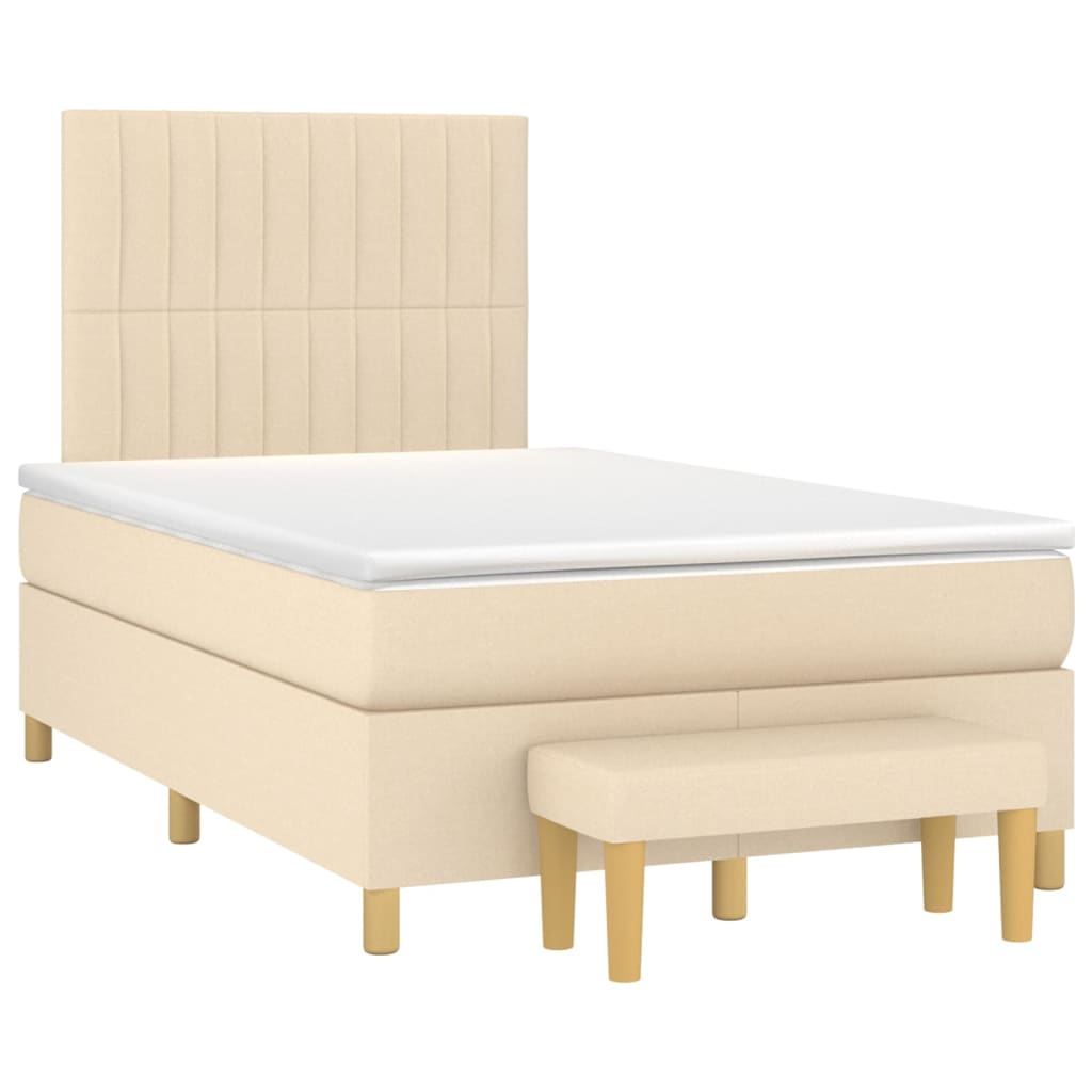vidaXL Κρεβάτι Boxspring με Στρώμα Κρεμ 120x200 εκ. Υφασμάτινο