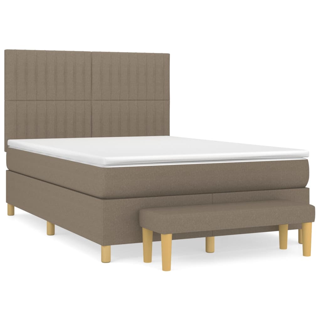vidaXL Κρεβάτι Boxspring με Στρώμα Taupe 140x200 εκ. Υφασμάτινο