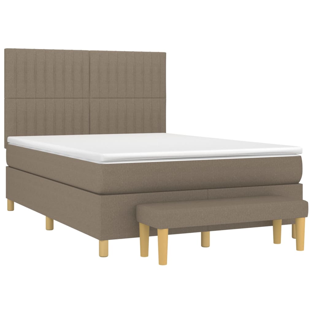 vidaXL Κρεβάτι Boxspring με Στρώμα Taupe 140x200 εκ. Υφασμάτινο