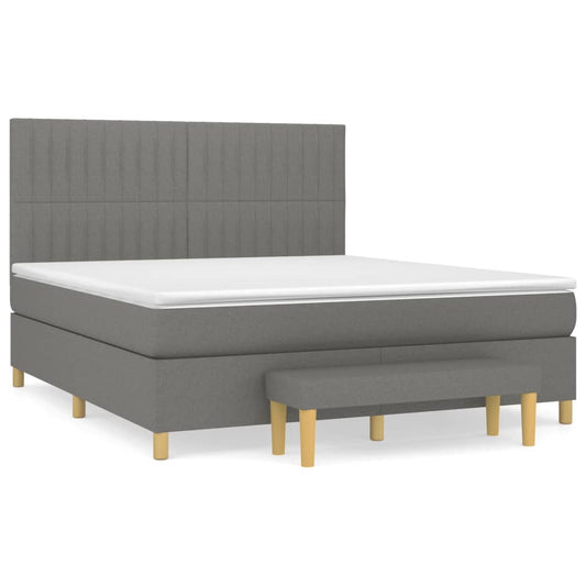 vidaXL Κρεβάτι Boxspring με Στρώμα Σκούρο Γκρι 160x200 εκ Υφασμάτινο