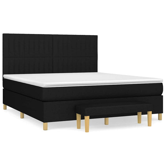 vidaXL Κρεβάτι Boxspring με Στρώμα Μαύρο 160x200 εκ. Υφασμάτινο
