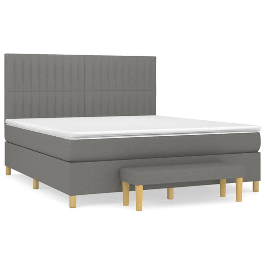 vidaXL Κρεβάτι Boxspring με Στρώμα Σκούρο Γκρι 180x200 εκ Υφασμάτιν