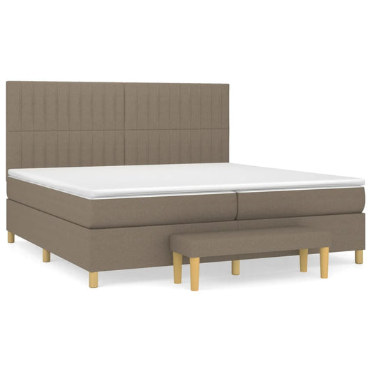 vidaXL Κρεβάτι Boxspring με Στρώμα Taupe 200x200 εκ. Υφασμάτινο