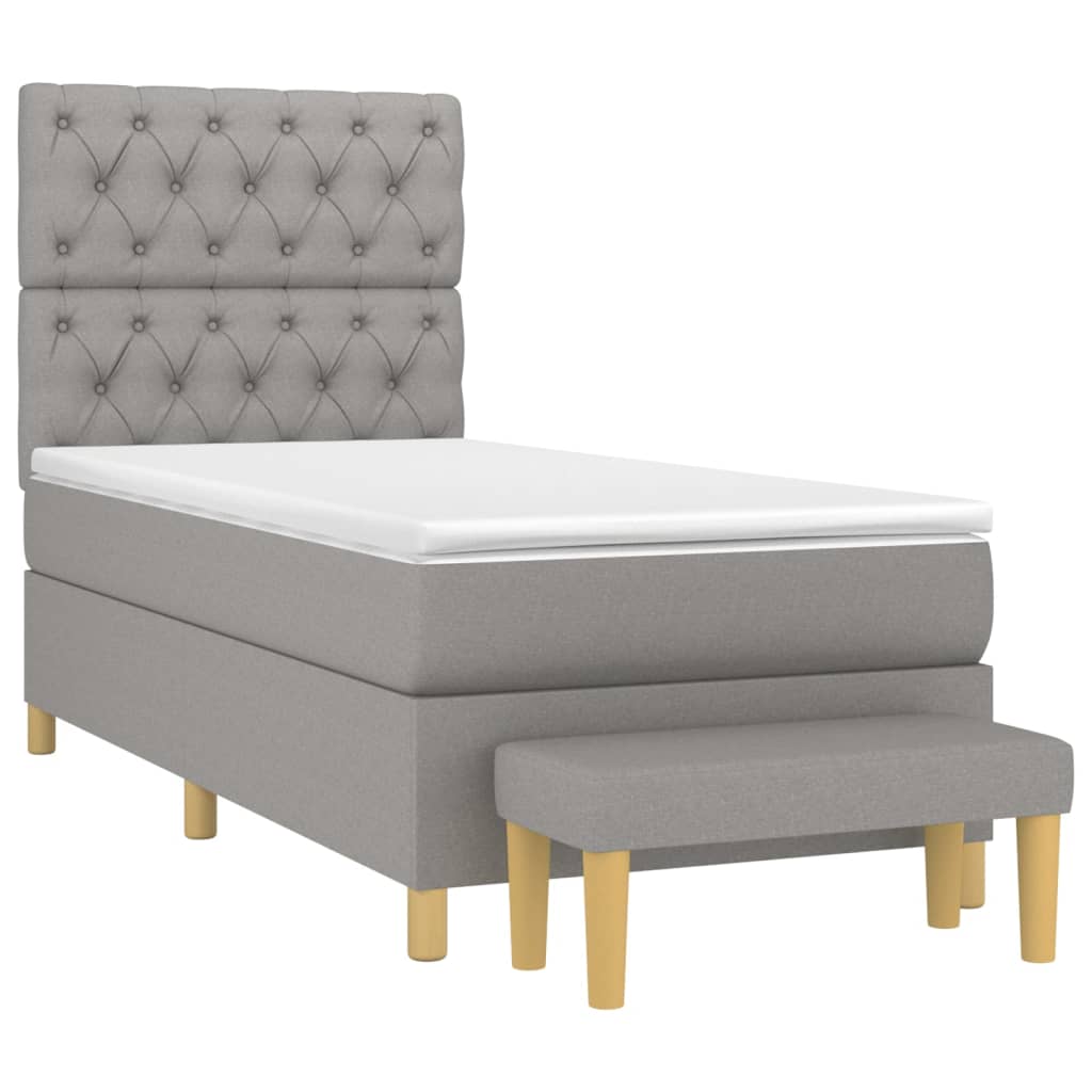 vidaXL Κρεβάτι Boxspring με Στρώμα Ανοιχτό Γκρι 80x200 εκ. Υφασμάτινο