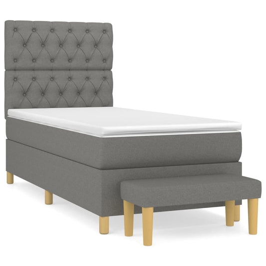 vidaXL Κρεβάτι Boxspring με Στρώμα Σκούρο Γκρι 80x200 εκ. Υφασμάτινο