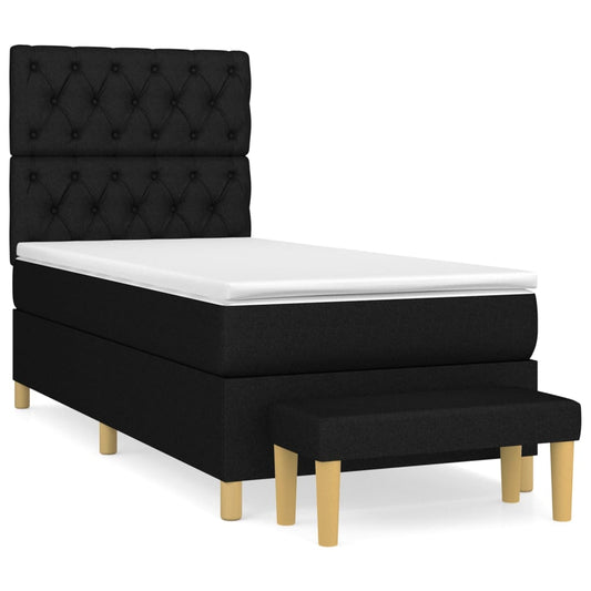 vidaXL Κρεβάτι Boxspring με Στρώμα Μαύρο 80 x 200 εκ. Υφασμάτινο