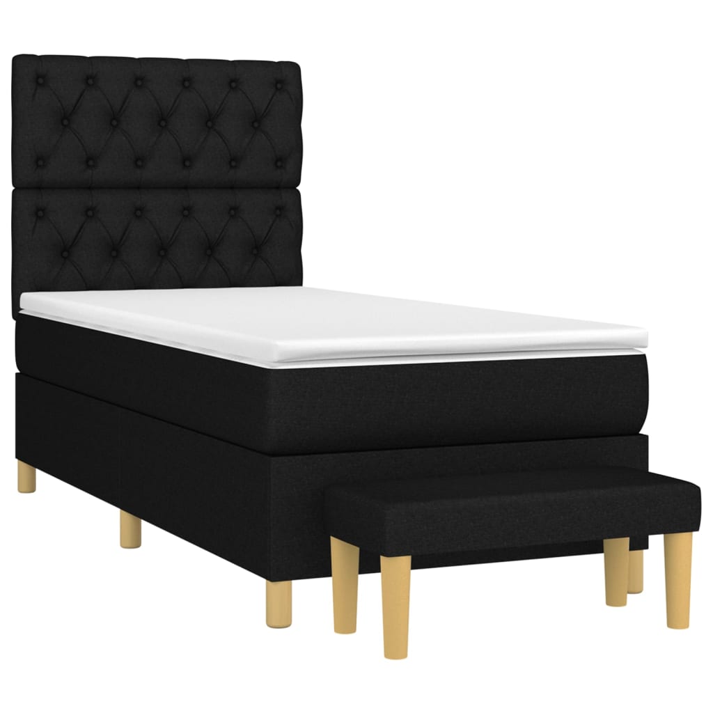 vidaXL Κρεβάτι Boxspring με Στρώμα Μαύρο 80 x 200 εκ. Υφασμάτινο