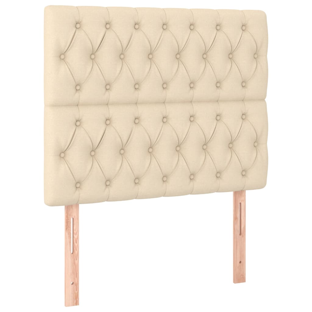 vidaXL Κρεβάτι Boxspring με Στρώμα Κρεμ 90x200 εκ.Υφασμάτινο