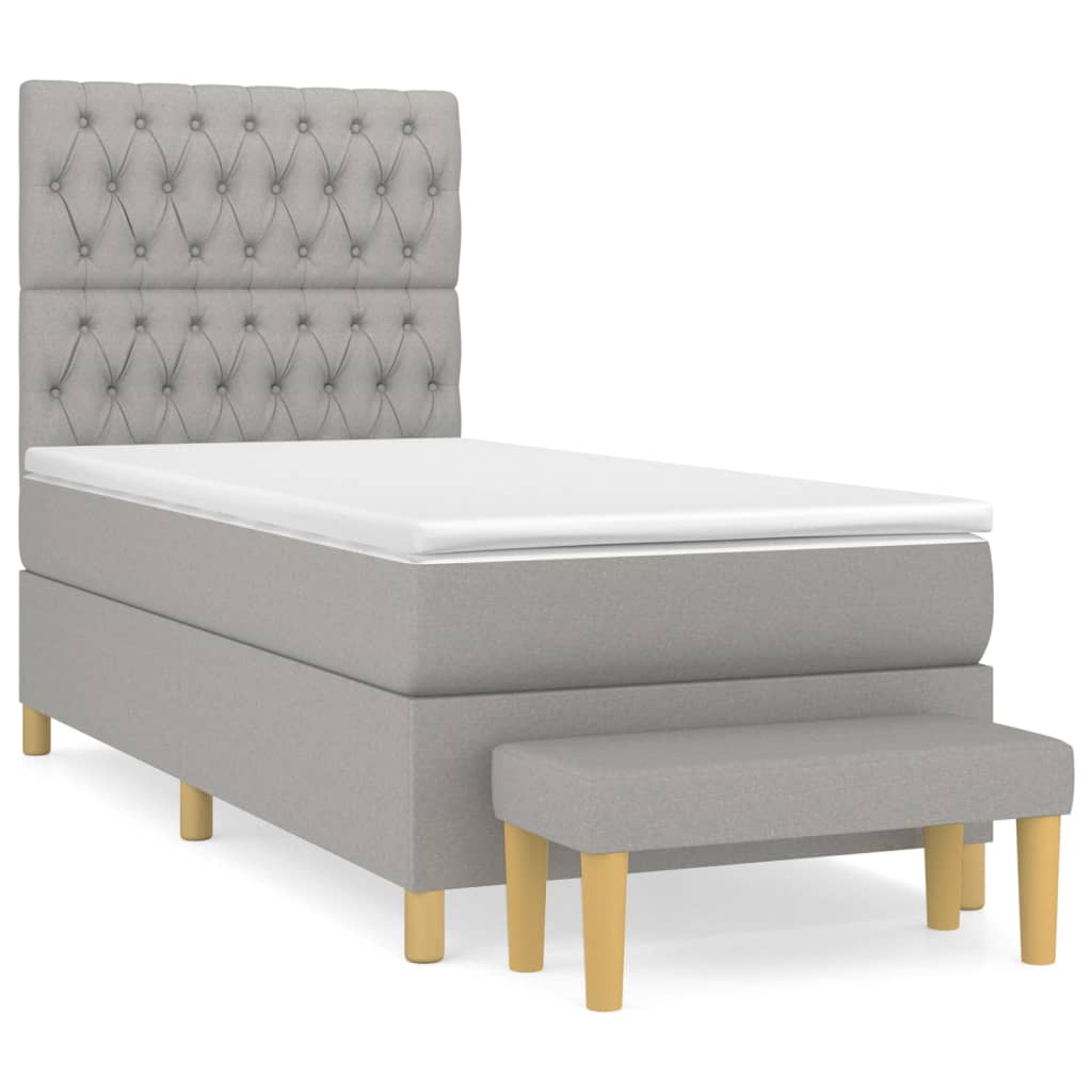 vidaXL Κρεβάτι Boxspring με Στρώμα Ανοιχτό Γκρι 100x200 εκ. Υφασμάτινο