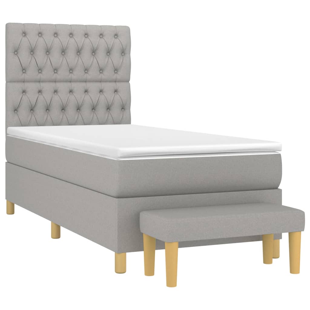 vidaXL Κρεβάτι Boxspring με Στρώμα Ανοιχτό Γκρι 100x200 εκ. Υφασμάτινο