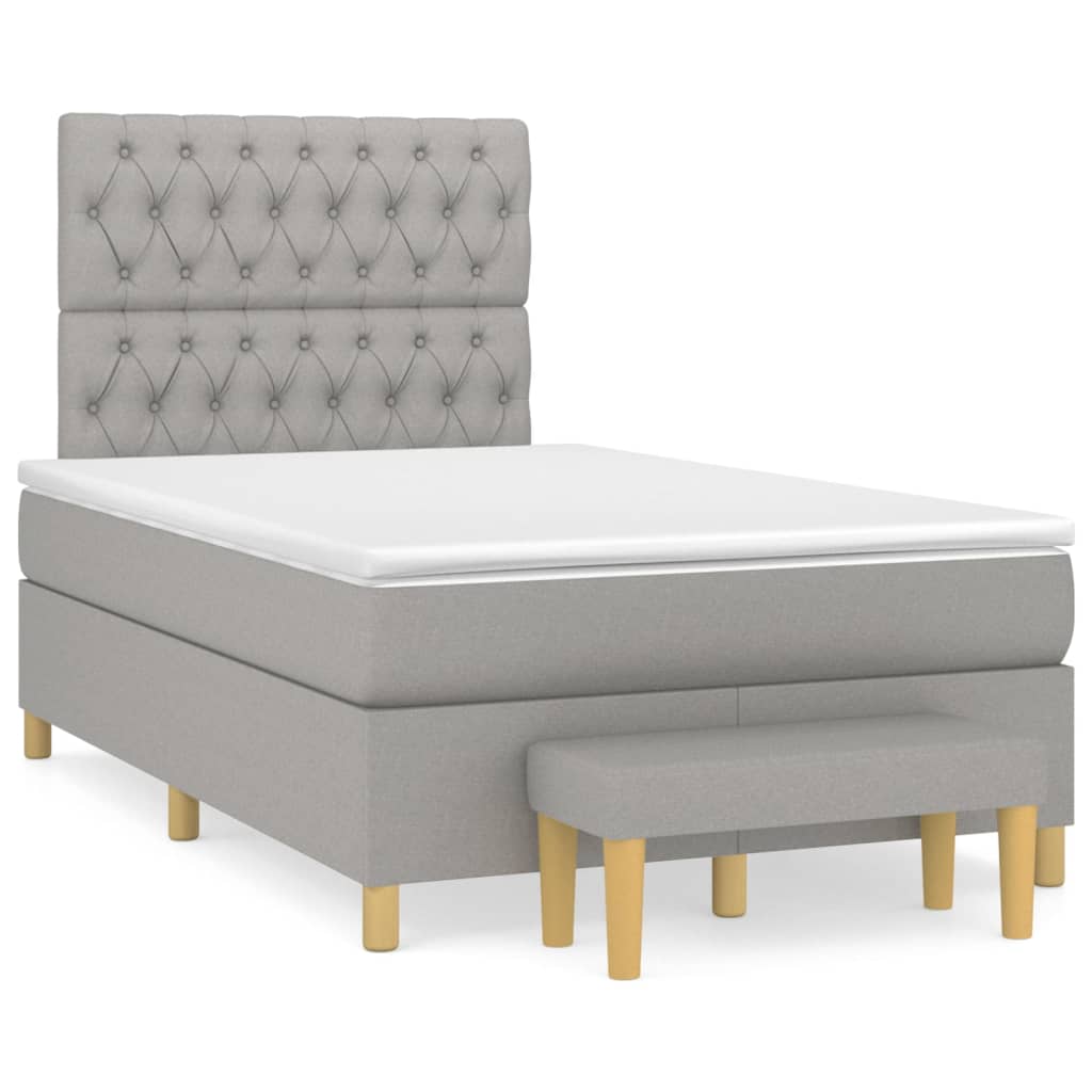 vidaXL Κρεβάτι Boxspring με Στρώμα Ανοιχτό Γκρι 120x200 εκ. Υφασμάτινο