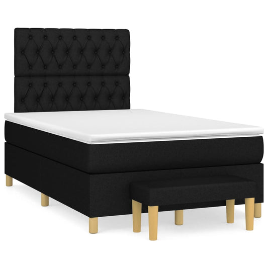 vidaXL Κρεβάτι Boxspring με Στρώμα Μαύρο 120x200 εκ. Υφασμάτινο