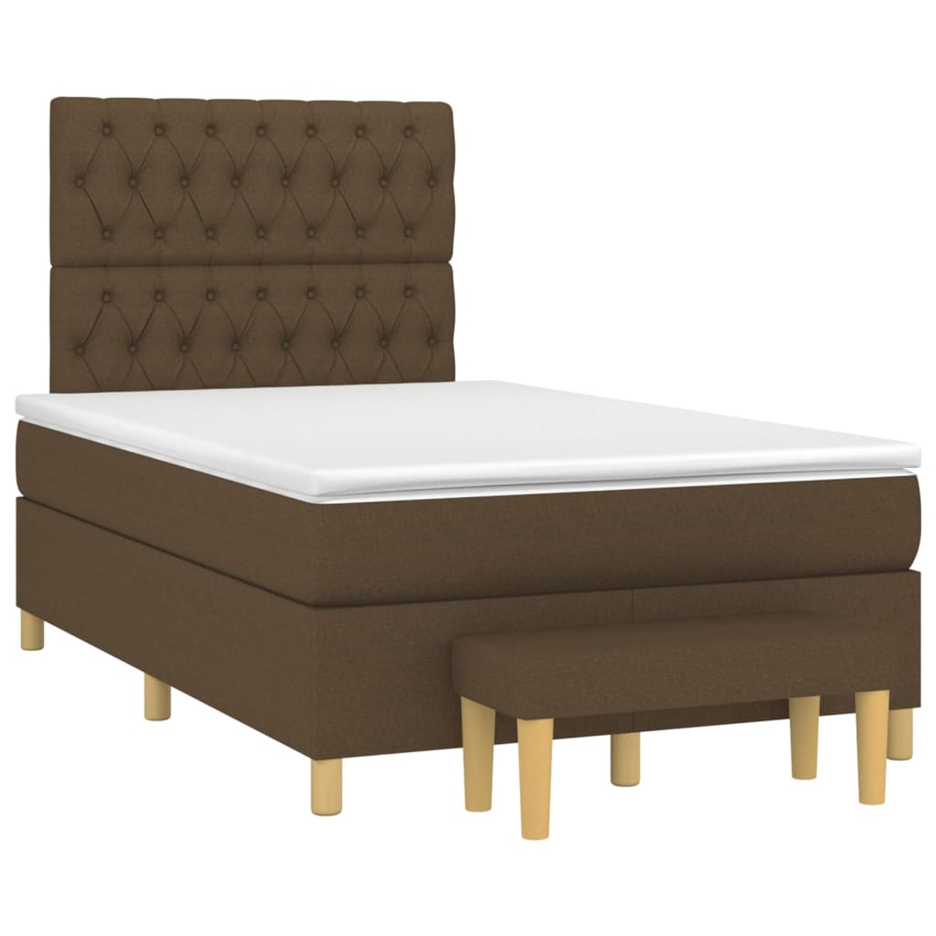 vidaXL Κρεβάτι Boxspring με Στρώμα Σκούρο Καφέ 120x200 εκ. Υφασμάτινο