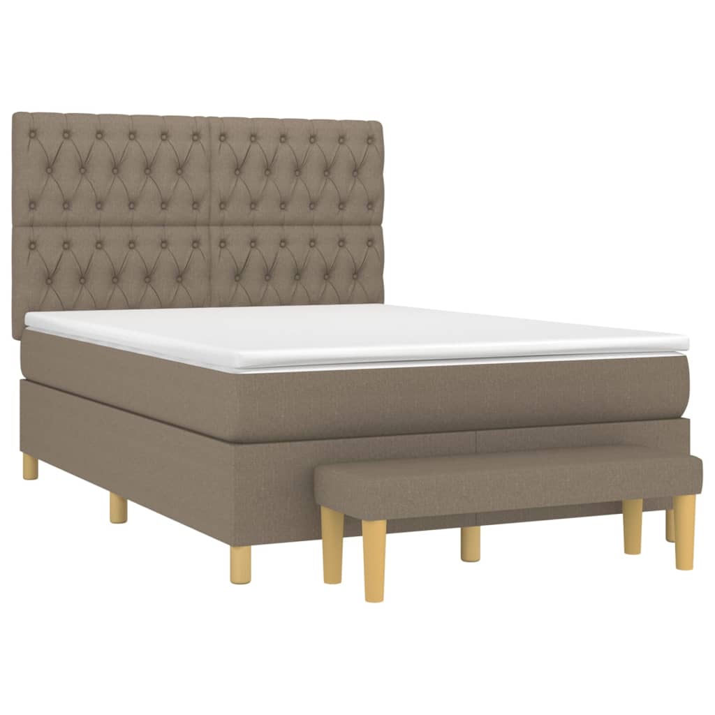 vidaXL Κρεβάτι Boxspring με Στρώμα Taupe 140x190 εκ. Υφασμάτινο