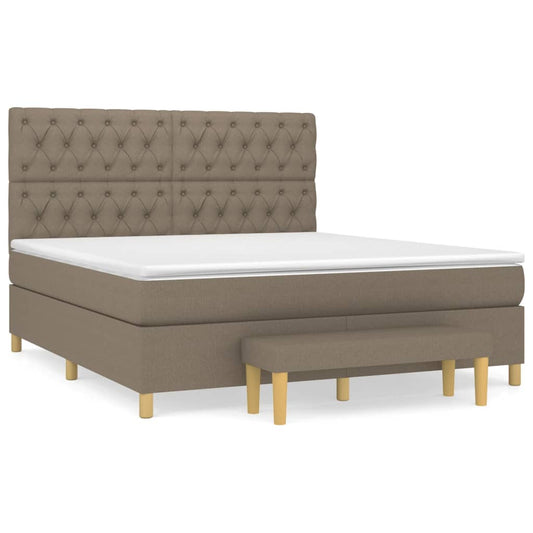 vidaXL Κρεβάτι Boxspring με Στρώμα Taupe 160x200 εκ. Υφασμάτινο