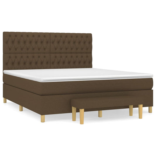 vidaXL Κρεβάτι Boxspring με Στρώμα Σκούρο Καφέ 180x200 εκ Υφασμάτινο