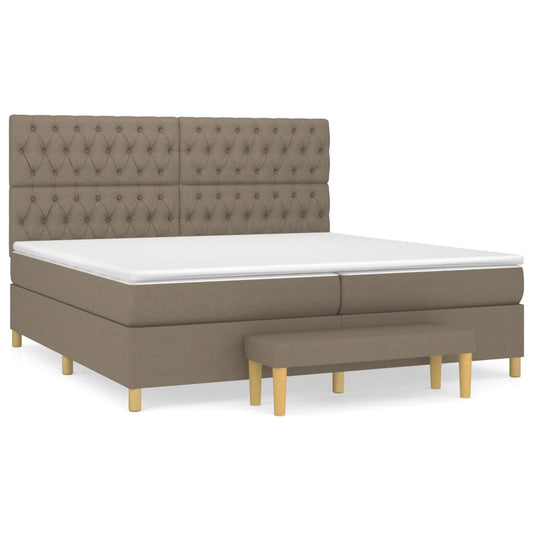 vidaXL Κρεβάτι Boxspring με Στρώμα Taupe 200x200 εκ. Υφασμάτινο