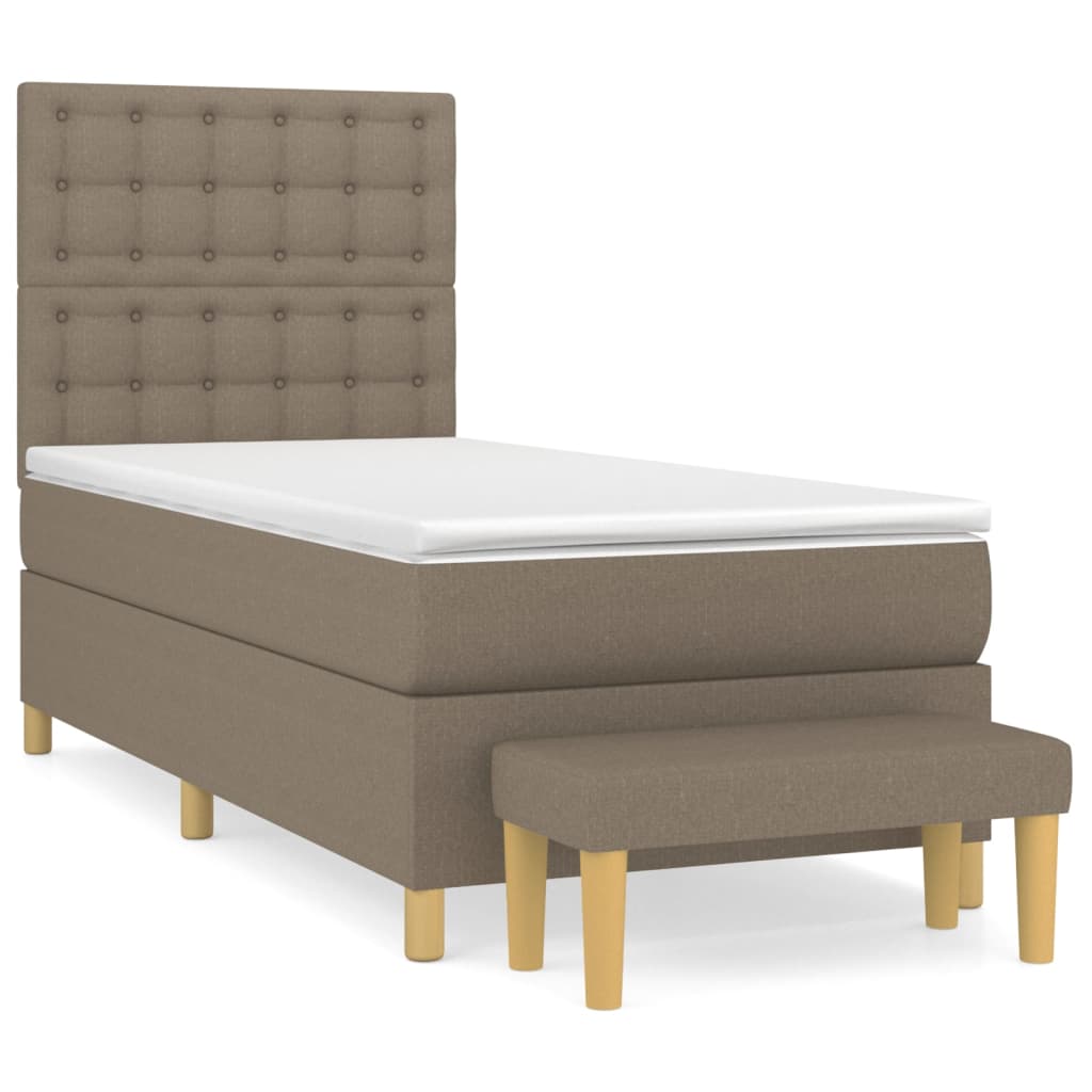 vidaXL Κρεβάτι Boxspring με Στρώμα Taupe 90x190 εκ.Υφασμάτινο