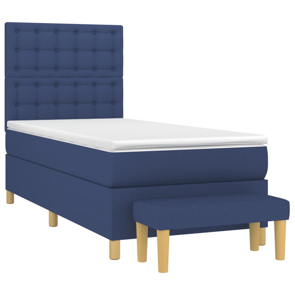 vidaXL Κρεβάτι Boxspring με Στρώμα Μπλε 100 x 200 εκ. Υφασμάτινο