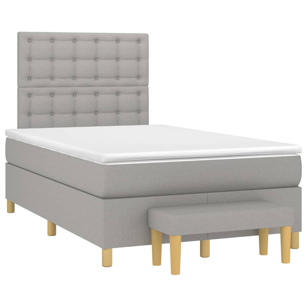 vidaXL Κρεβάτι Boxspring με Στρώμα Ανοιχτό Γκρι 120x200 εκ. Υφασμάτινο