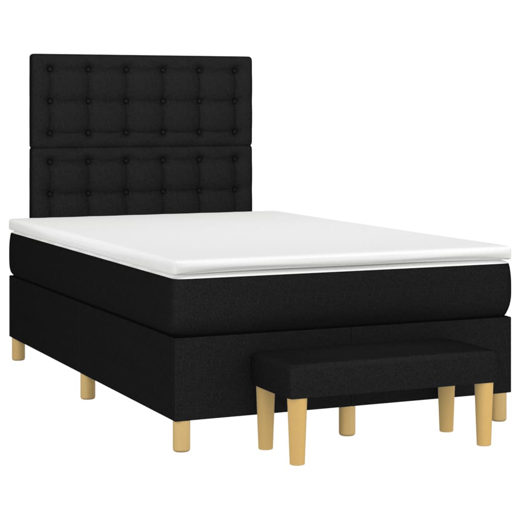 vidaXL Κρεβάτι Boxspring με Στρώμα Μαύρο 120x200 εκ. Υφασμάτινο