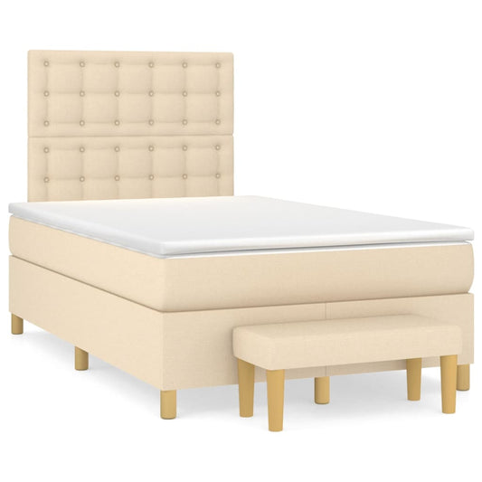 vidaXL Κρεβάτι Boxspring με Στρώμα Κρεμ 120x200 εκ. Υφασμάτινο