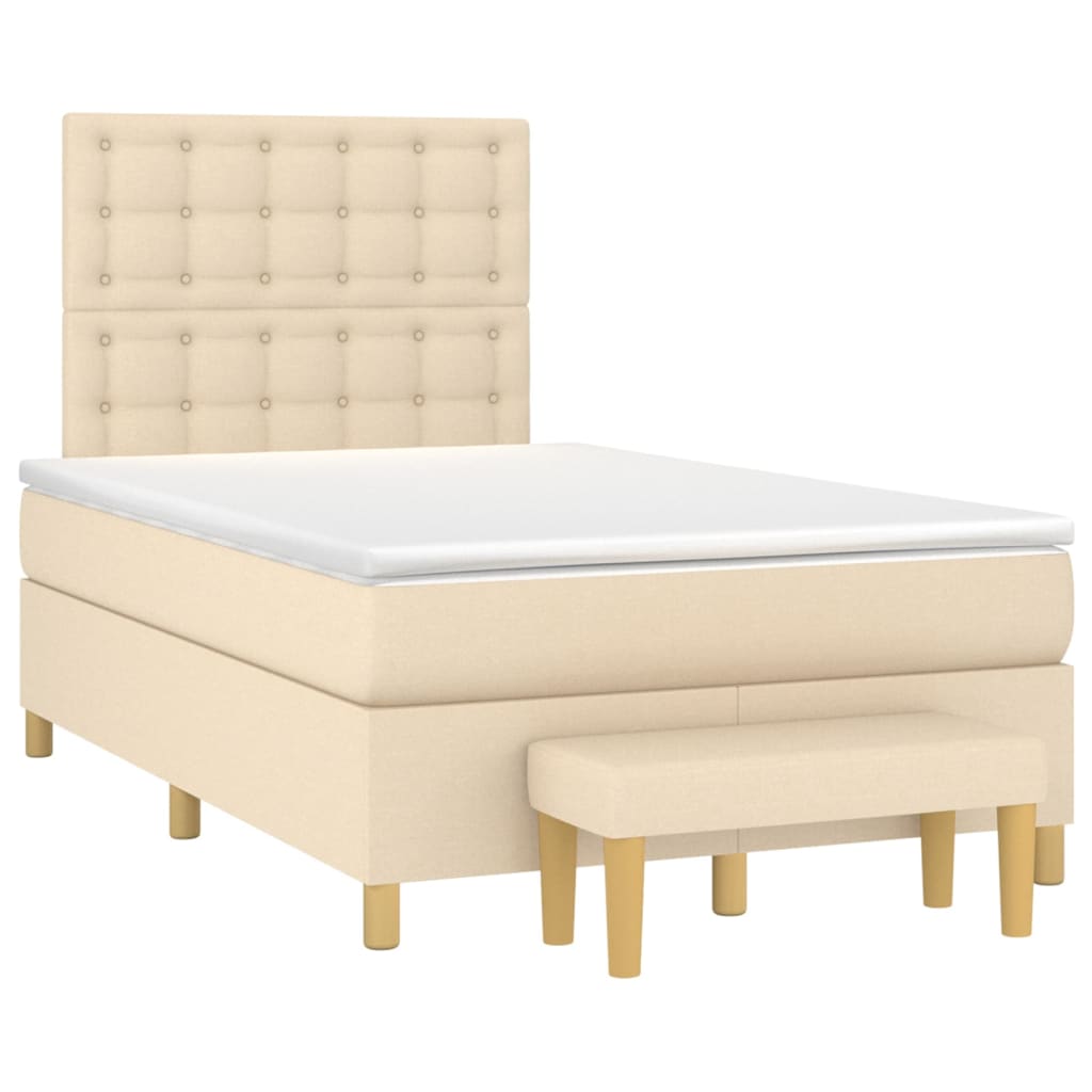 vidaXL Κρεβάτι Boxspring με Στρώμα Κρεμ 120x200 εκ. Υφασμάτινο