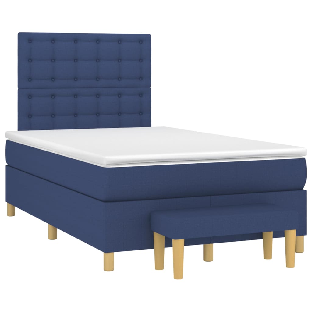 vidaXL Κρεβάτι Boxspring με Στρώμα Μπλε 120x200 εκ. Υφασμάτινο