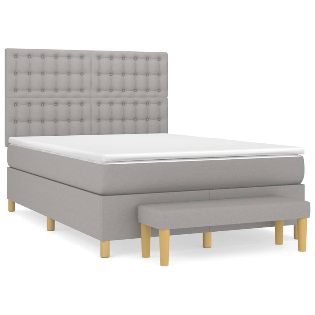 vidaXL Κρεβάτι Boxspring με Στρώμα Ανοιχτό Γκρι 140x200 εκ. Υφασμάτινο
