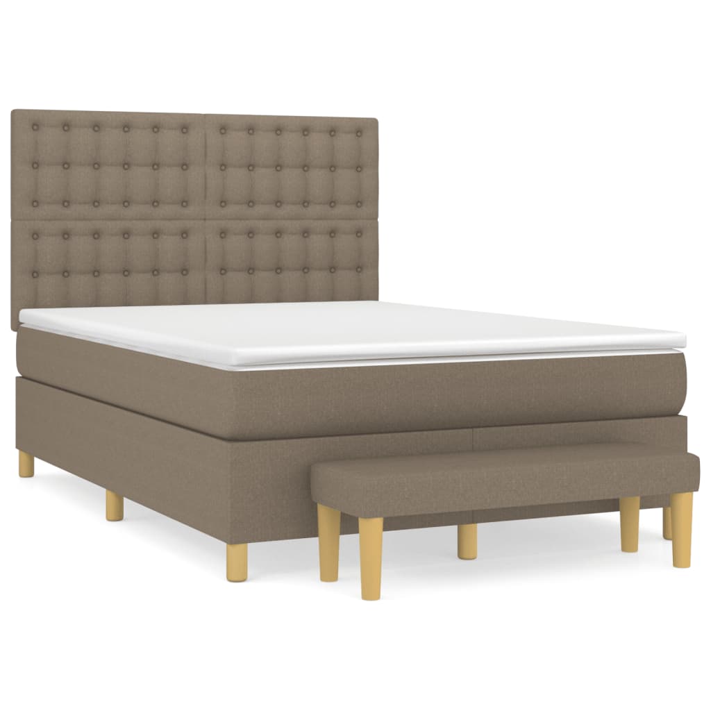 vidaXL Κρεβάτι Boxspring με Στρώμα Taupe 140x200 εκ. Υφασμάτινο