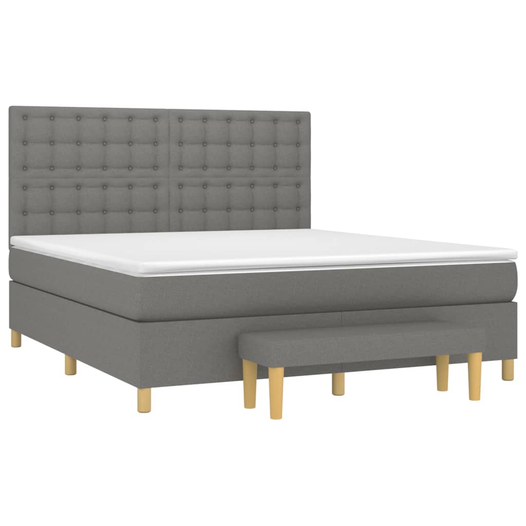 vidaXL Κρεβάτι Boxspring με Στρώμα Σκούρο Γκρι 160x200 εκ Υφασμάτινο