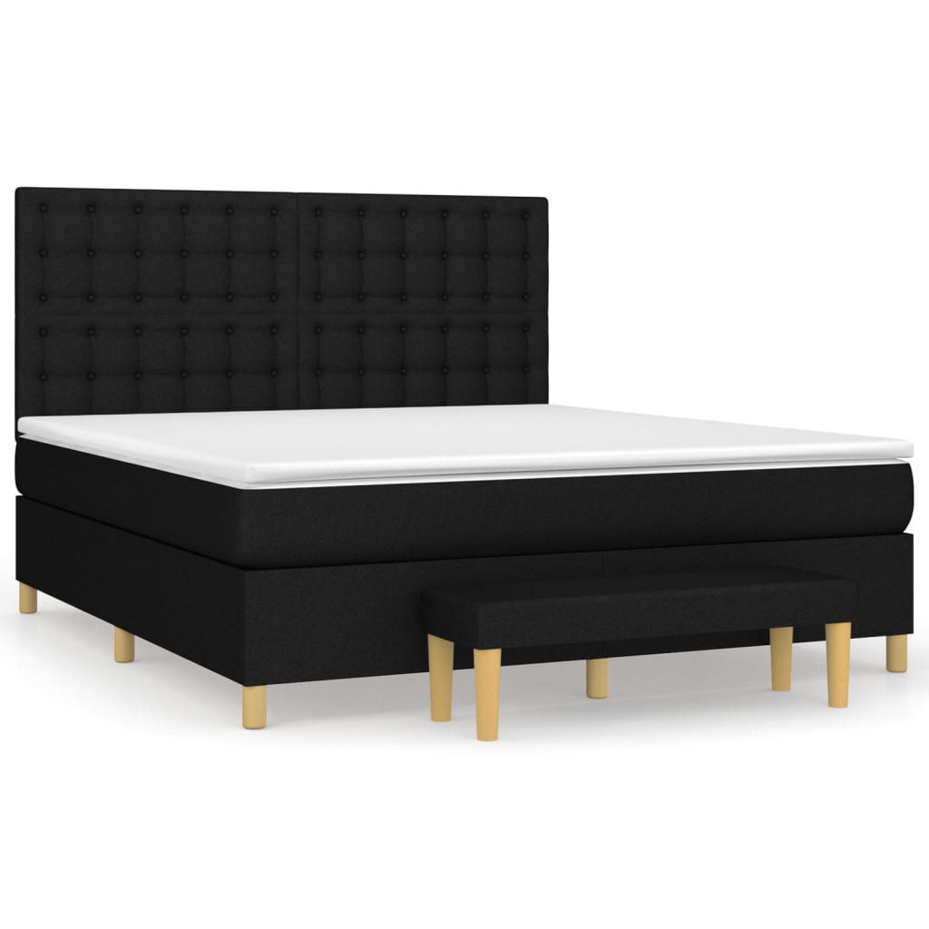 vidaXL Κρεβάτι Boxspring με Στρώμα Μαύρο 160x200 εκ. Υφασμάτινο