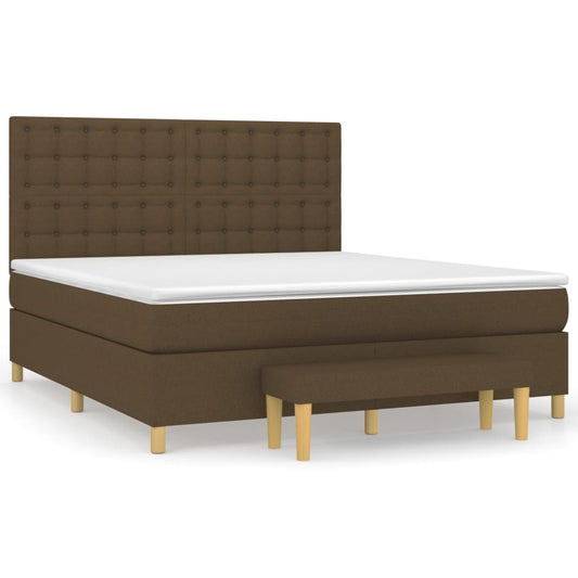 vidaXL Κρεβάτι Boxspring με Στρώμα Σκούρο Καφέ 160x200 εκ Υφασμάτινο