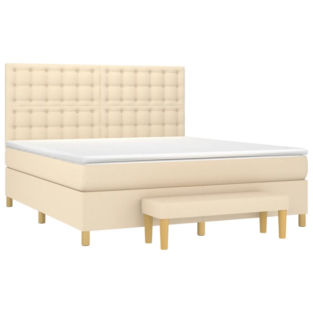 vidaXL Κρεβάτι Boxspring με Στρώμα Κρεμ 160x200 εκ. Υφασμάτινο