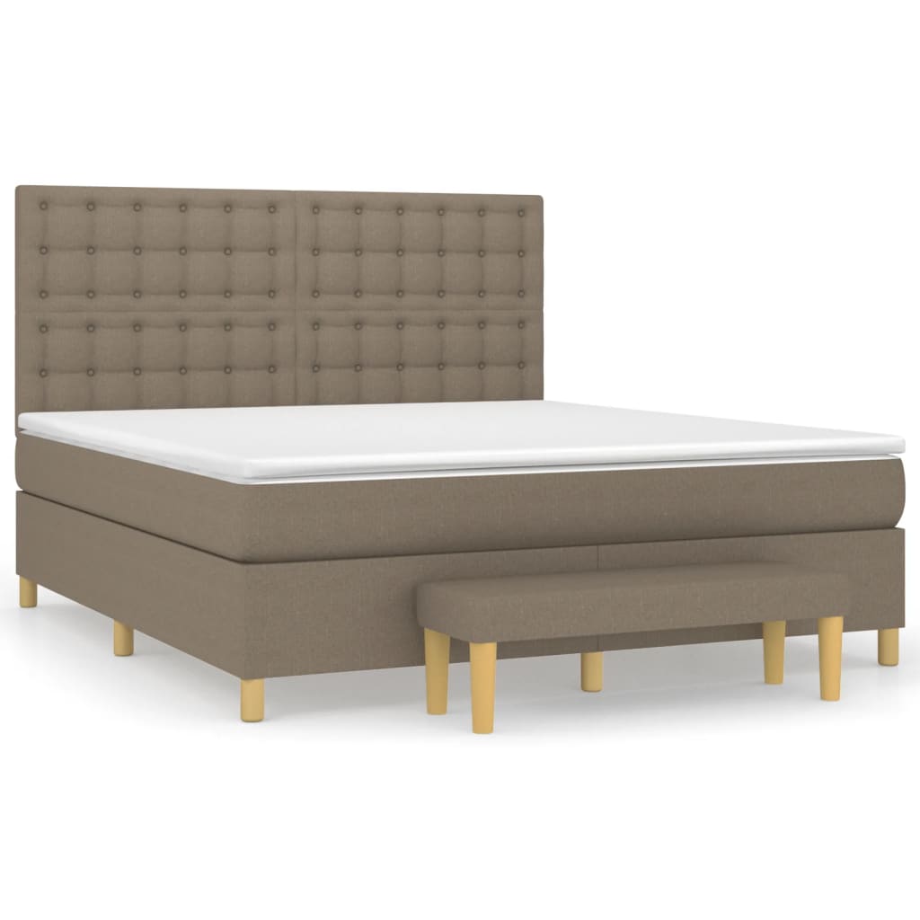 vidaXL Κρεβάτι Boxspring με Στρώμα Taupe 180x200 εκ. Υφασμάτινο