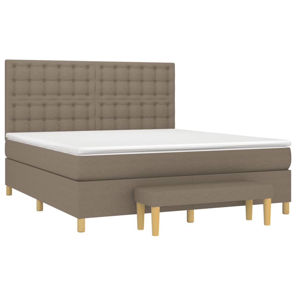 vidaXL Κρεβάτι Boxspring με Στρώμα Taupe 180x200 εκ. Υφασμάτινο