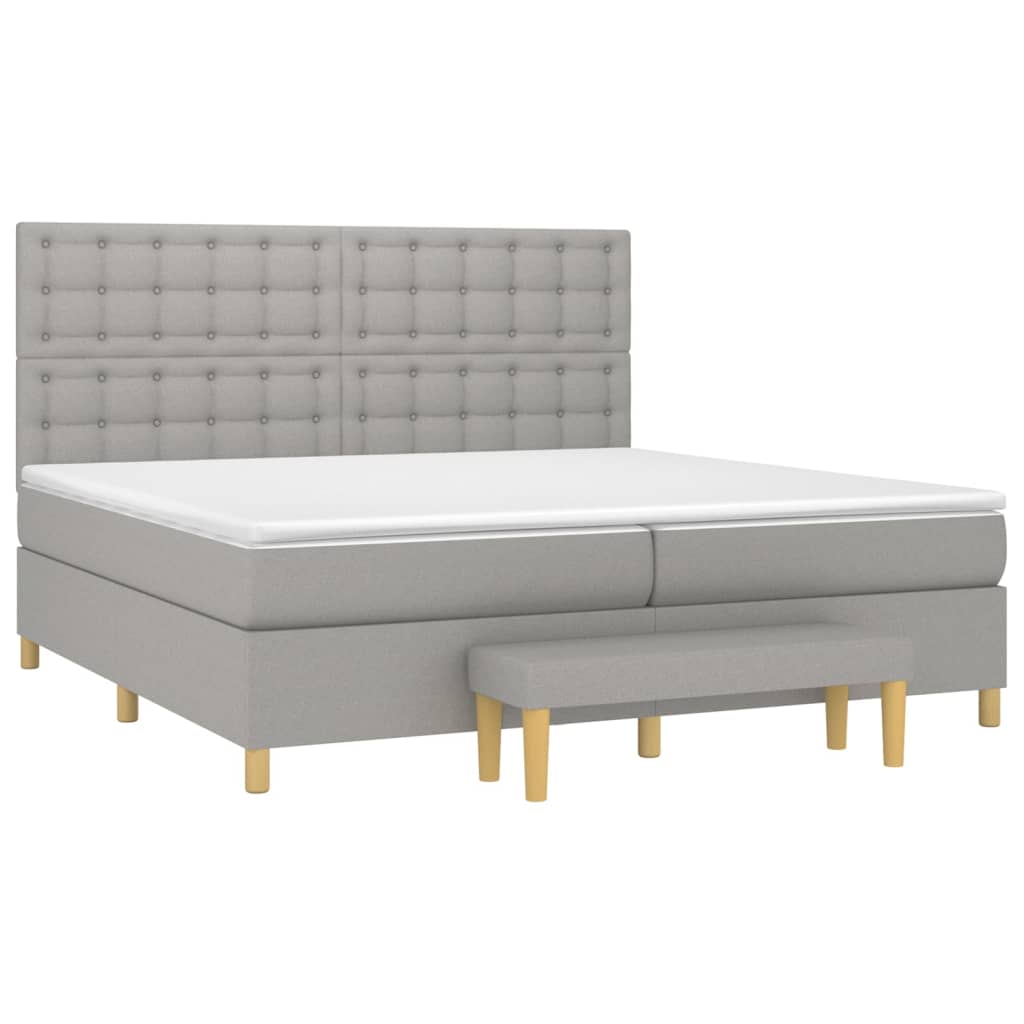 vidaXL Κρεβάτι Boxspring με Στρώμα Ανοιχτό Γκρι 200x200 εκ. Υφασμάτινο