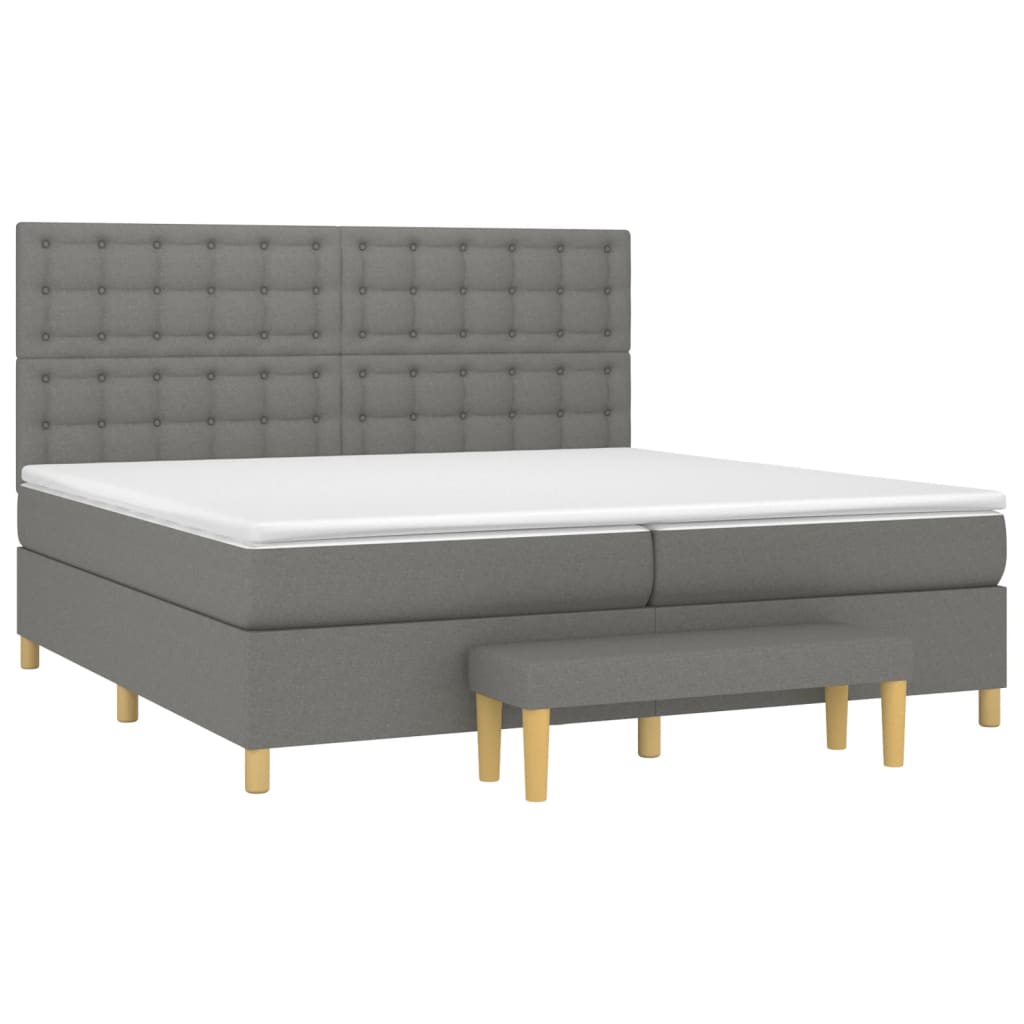 vidaXL Κρεβάτι Boxspring με Στρώμα Σκούρο Γκρι 200x200 εκ. Υφασμάτινο