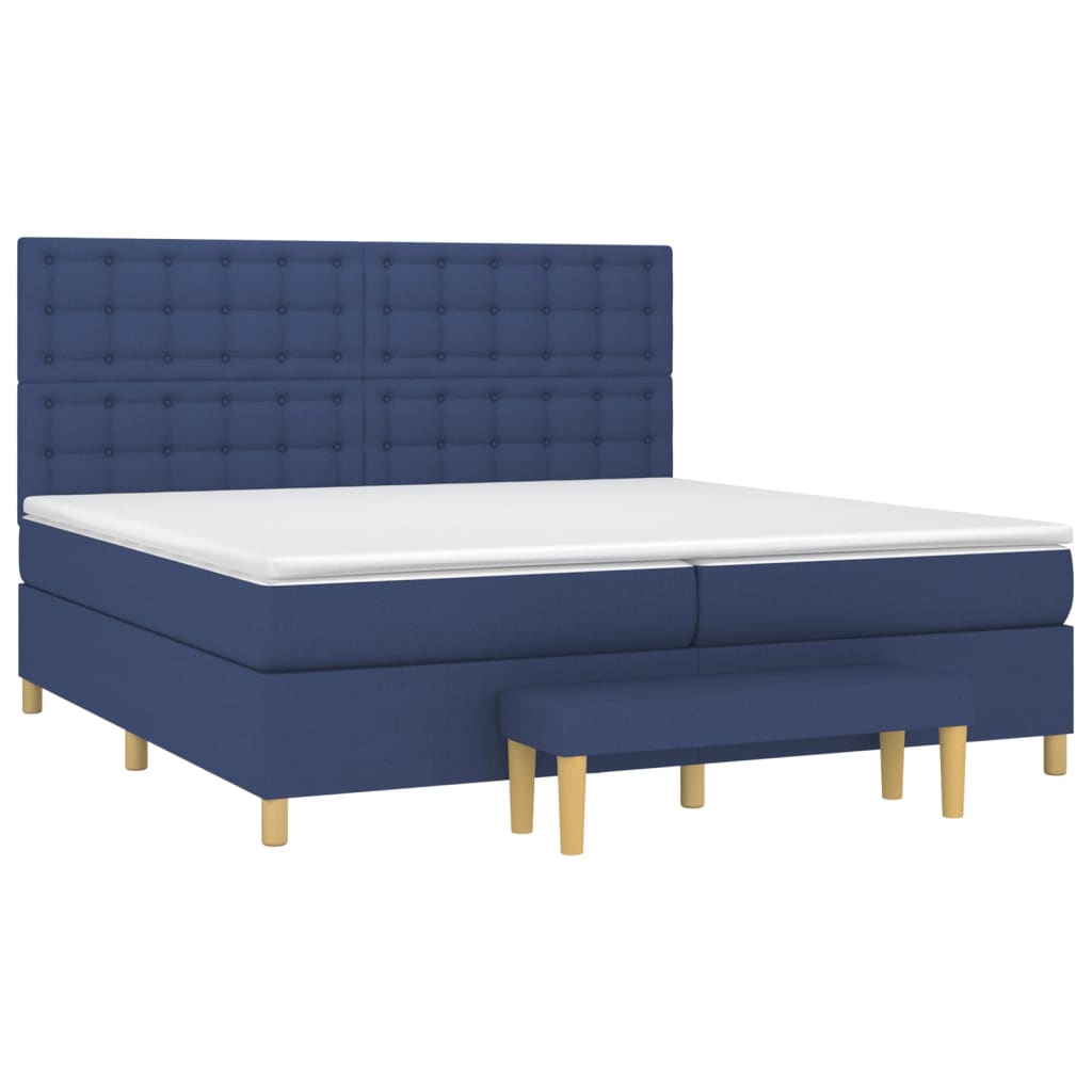 vidaXL Κρεβάτι Boxspring με Στρώμα Μπλε 200x200 εκ. Υφασμάτινο