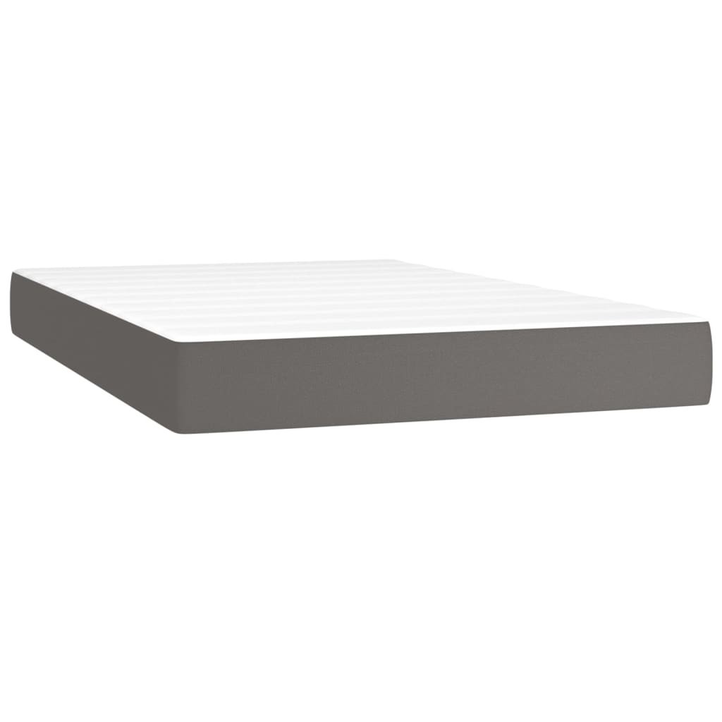 vidaXL Κρεβάτι Boxspring με Στρώμα Γκρι 120x200εκ. από Συνθετικό Δέρμα